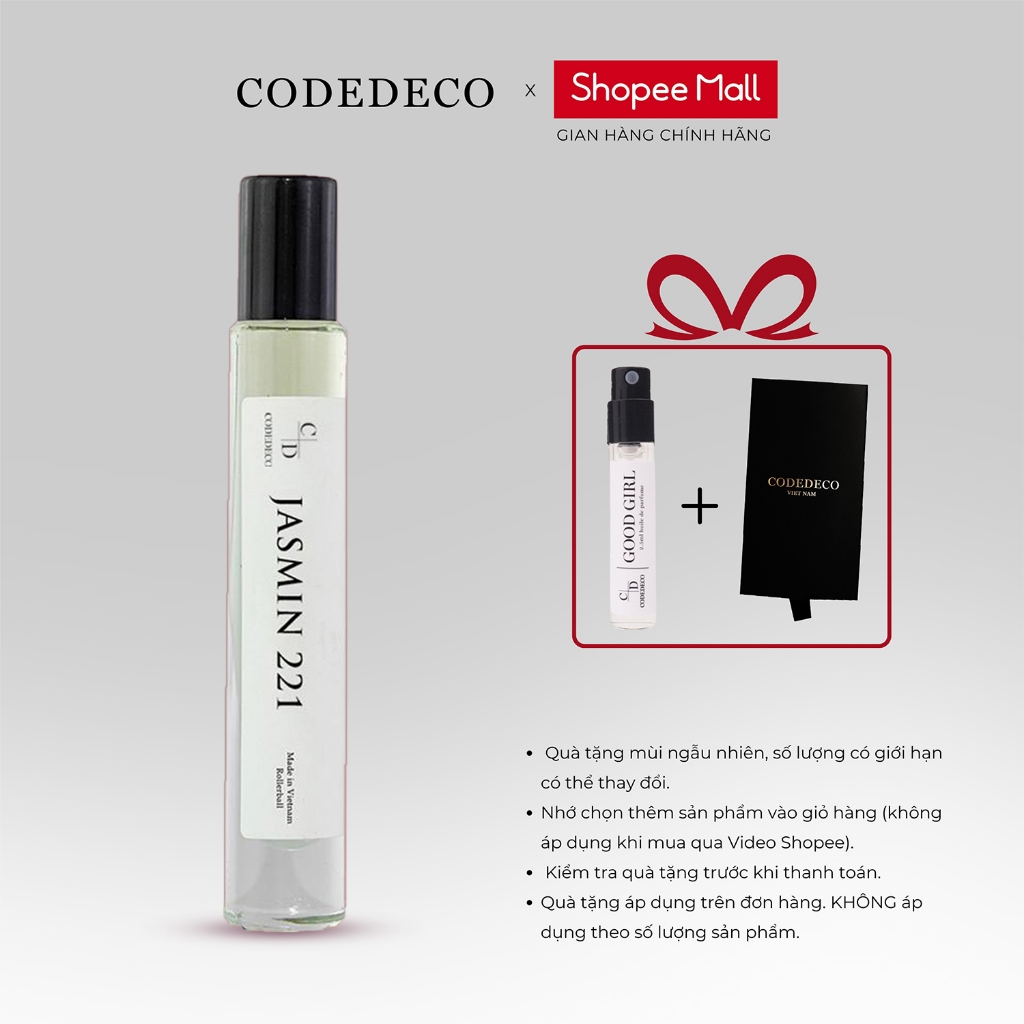 Tinh dầu thơm nữ CODEDECO Jasmin 221 10ml chai dạng lăn - Thanh lịch, Nhẹ nhàng, Sang trọng | BigBuy360 - bigbuy360.vn