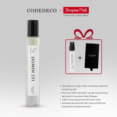 Tinh dầu thơm nữ CODEDECO Jasmin 221 10ml chai dạng lăn - Thanh lịch, Nhẹ nhàng, Sang trọng
