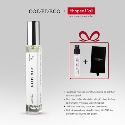 Tinh dầu thơm nam CODEDECO Mer Bleue 10ml dạng xịt - Phóng khoáng, Nam tính, Trưởng thành