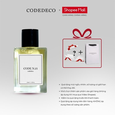 Tinh dầu thơm nam CODEDECO CODE N.21 Ver 2 - 50ml Nam tính, Phóng Khoáng, Cuốn hút