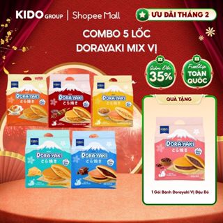 [TẶNG 1 Lốc Đậu Đỏ]  Combo 5 Lốc Dorayaki (Phô Mai + Xốt Bơ + Trứng muối + BBQ + Socola)