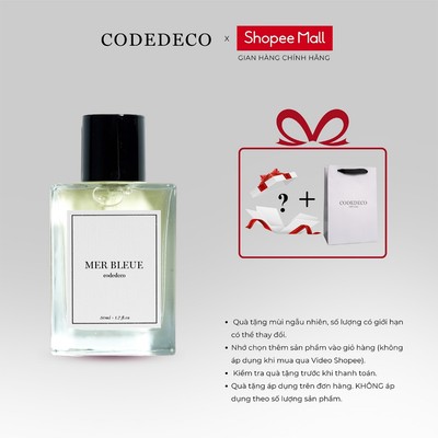 Tinh dầu thơm nam CODEDECO Mer Bleue Phóng khoáng, Nam tính, Trưởng thành - 50ml