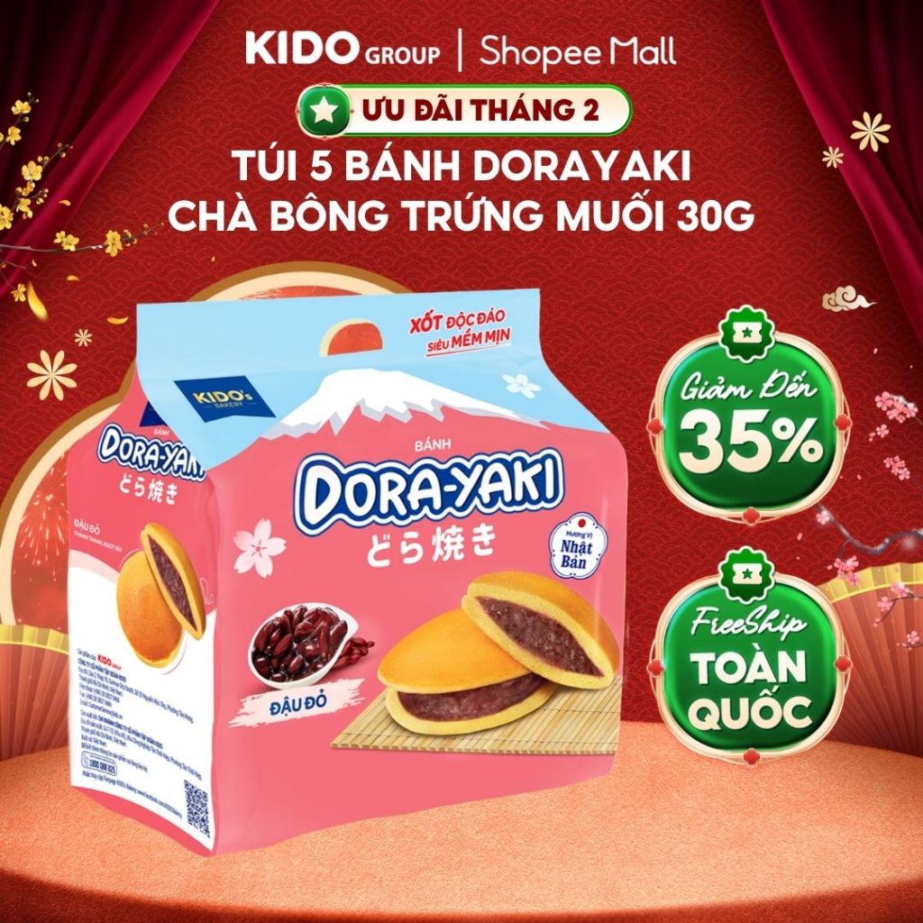 Túi 5 Bánh Dorayaki Kido’s Bakery Nhân Đậu Đỏ 30gG