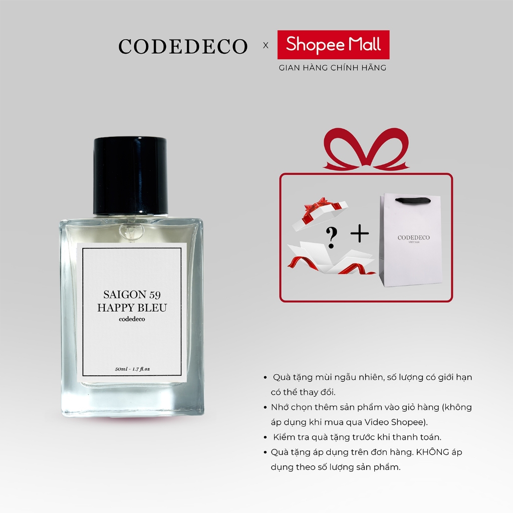 Tinh dầu thơm unisex CODEDECO Saigon 59 Happy Bleu 50ml - Tự tin, Lôi cuốn, Tươi trẻ