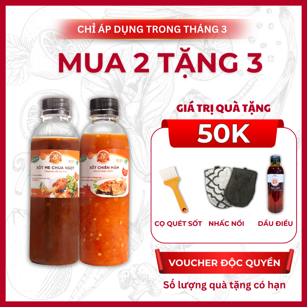 [HỎA TỐC] Combo 2 vị Sốt me chua ngot & mắm ớt dùng cho hải sản, tôm, mực ướp 2-3kg tiện lợi