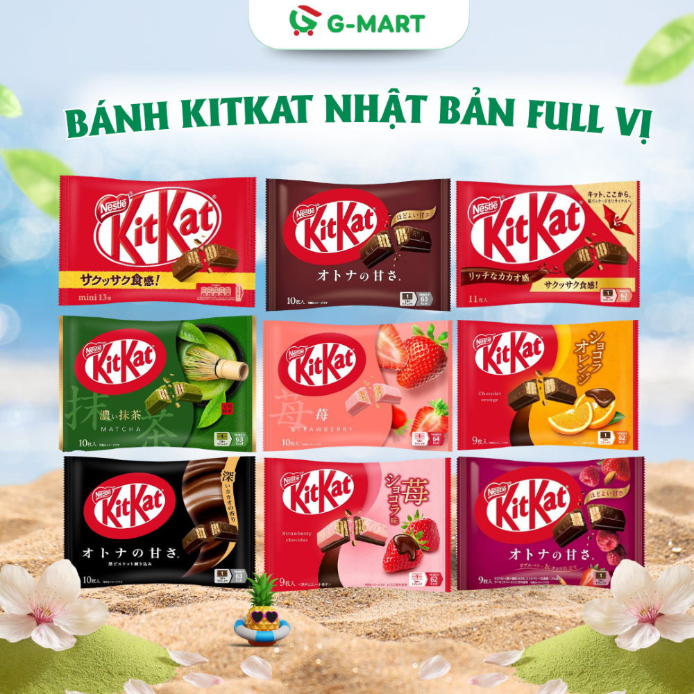 Bánh Kẹo Socola Kitkat Chocolate, Matcha, Dâu, Cam Mix Nhiều Vị Nhật Bản