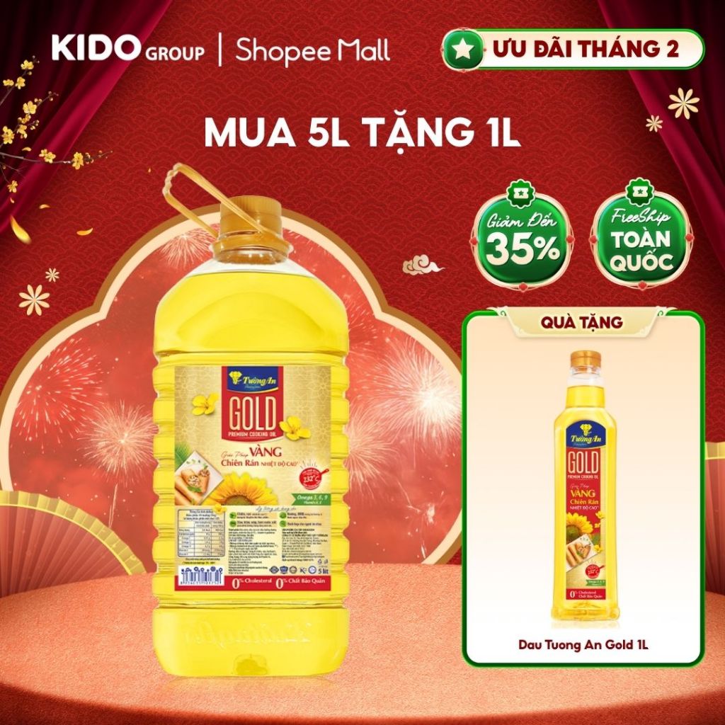 [MUA 5L TẶNG 1L] Dầu Ăn Thượng Hạng Tường An Gold 5L