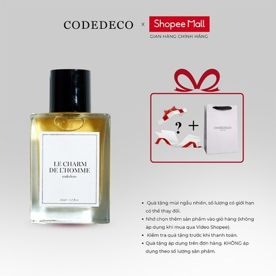 Tinh dầu thơm nam CODEDECO Le Charm De L'homme 50ml - Cuốn hút, Quyến rũ, Nam tính