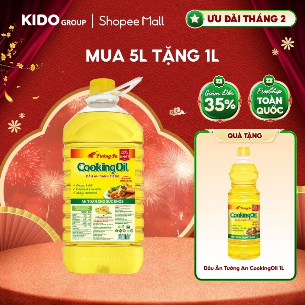 [MUA 5L TẶNG 1L] Dầu Ăn Tường An CookingOil 5L