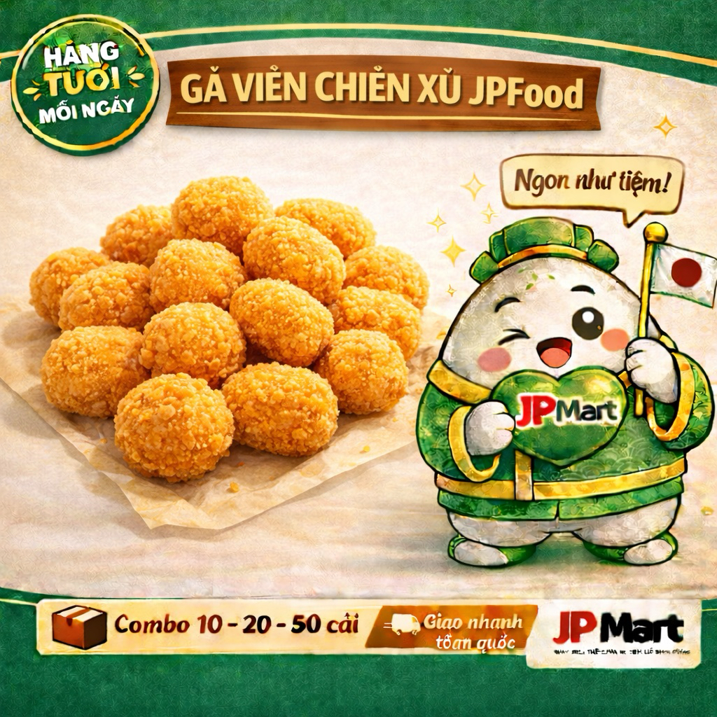 [Hoả tốc - Combo 2 gói] Gà viên xù JPFood 300g/gói- Gà viên chiên xù JPMart