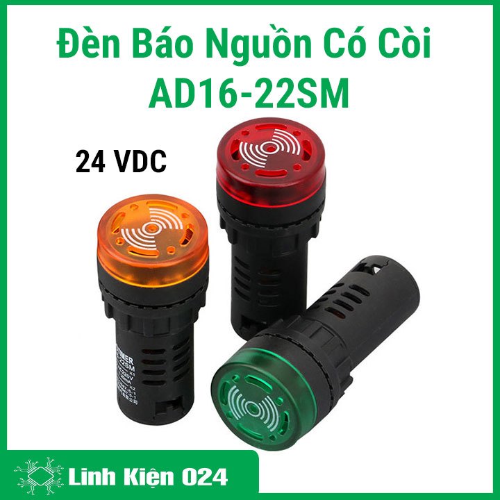 Đèn Báo Nguồn Có Còi AD16-22SM 24VDC