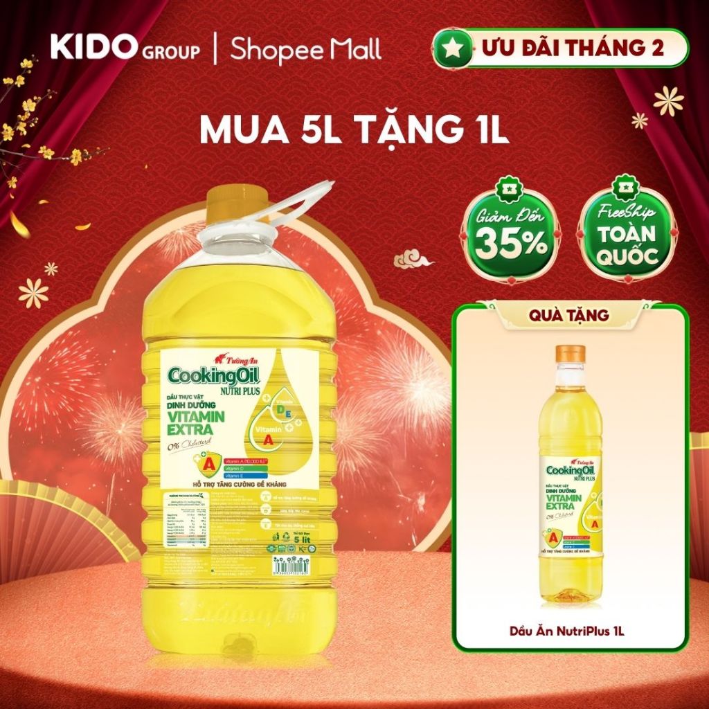 [TẶNG 1 CHAI 1L] Dầu Ăn Tường An Cooking Nutri Plus 5L