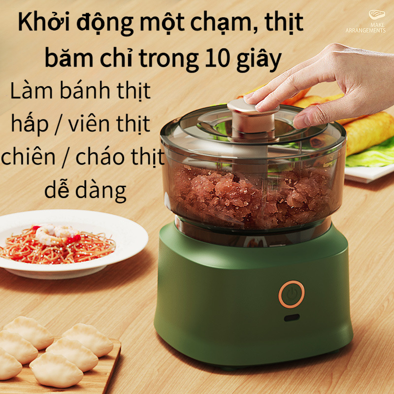 Máy xay thực phẩm đa năng nhà bếp mới, máy xay thịt không dây, máy xay tỏi điện, máy làm đồ ăn dặm cho bé