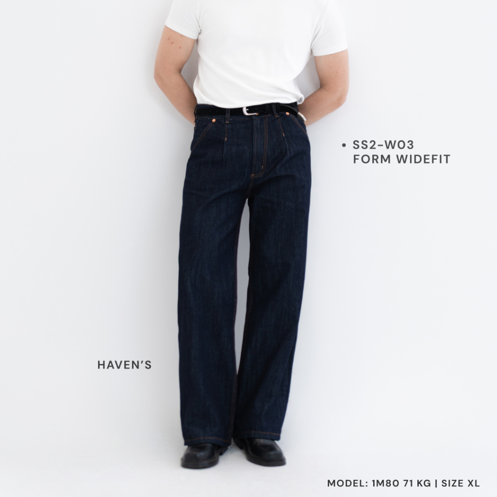 [SS2-W03] QUẦN JEANS HAVEN'S FORM WIDE FIT MÀU RAW DENIM DÁNG SUÔNG ỐNG RỘNG