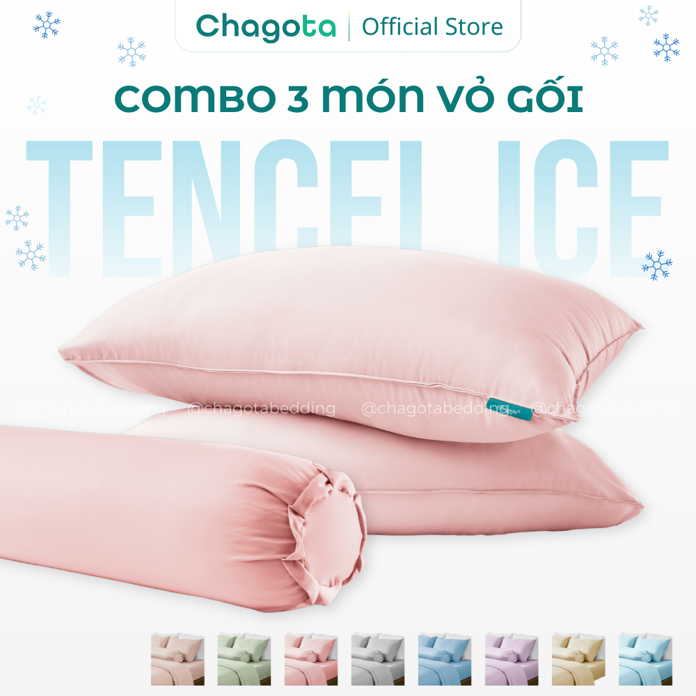 Combo 2 Vỏ Gối Nằm 1 Vỏ Gối Ôm Silk Ice Mát Lạnh Chagota Bedding Cao Cấp Thoáng Khí