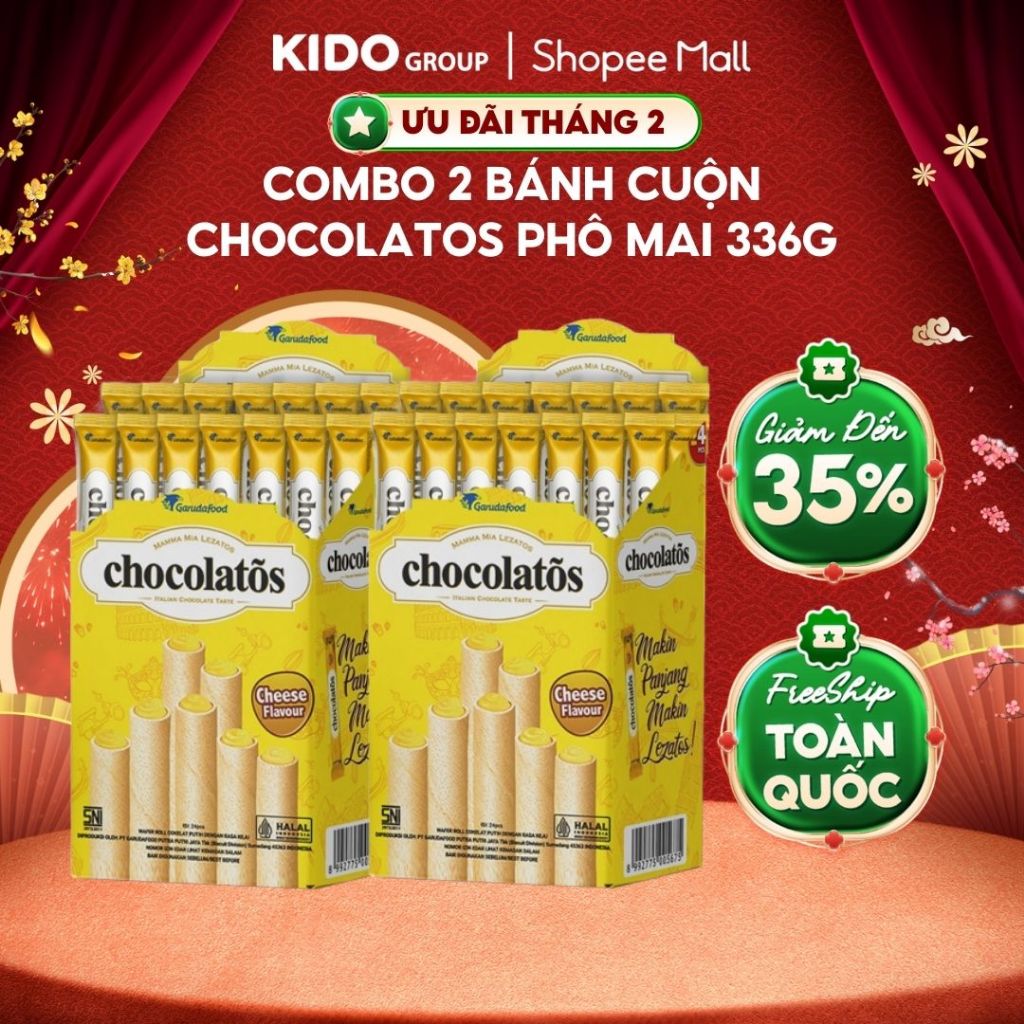 Combo 2 Bánh cuộn Chocolatos Phô Mai 336g | Kido Group