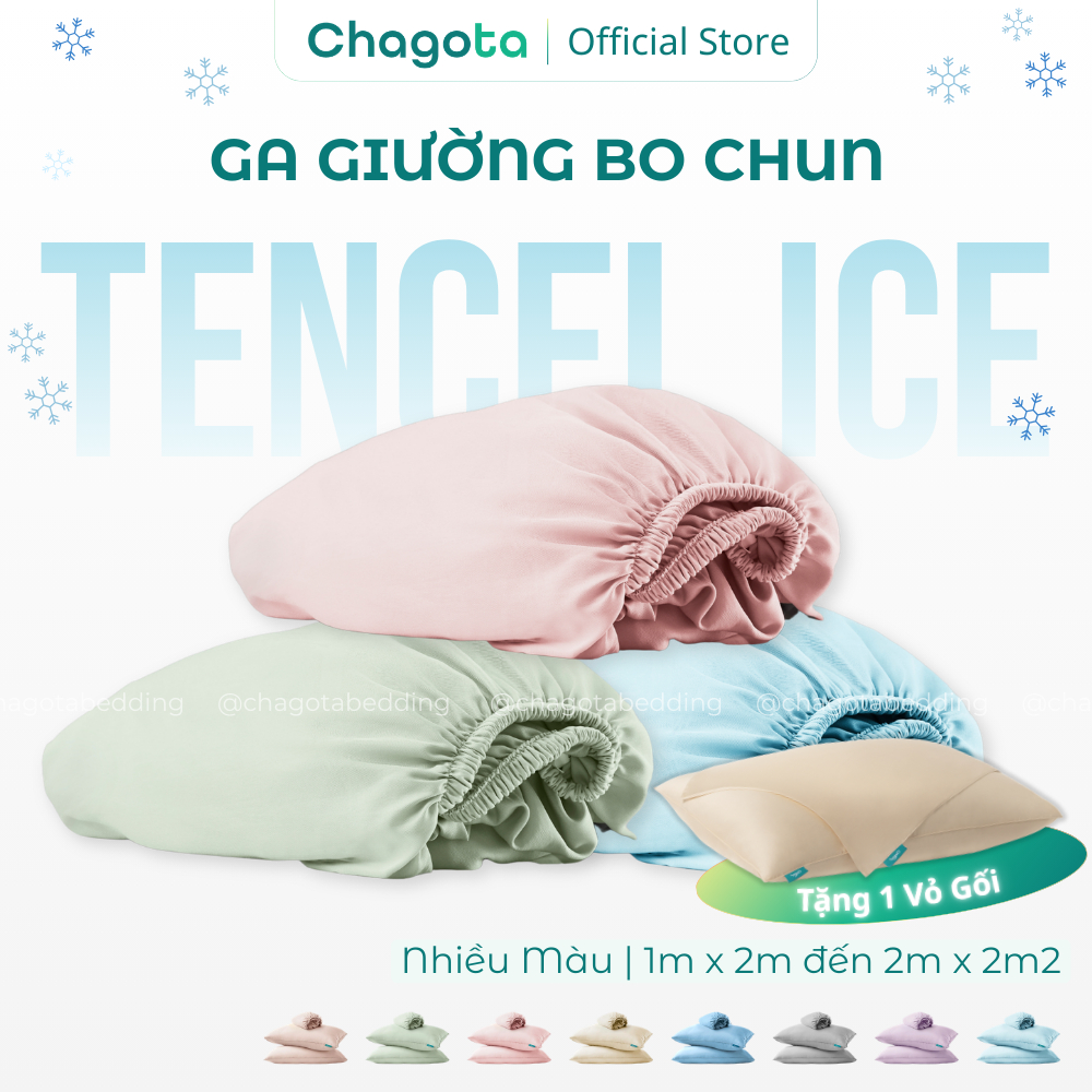 [Giá Tốt] Ga giường lụa Silk Ice Chagota Bedding Size 1m2 đến 2m2 có nhiều màu bo chun 4 góc Mát Lạnh Style Hàn Quốc