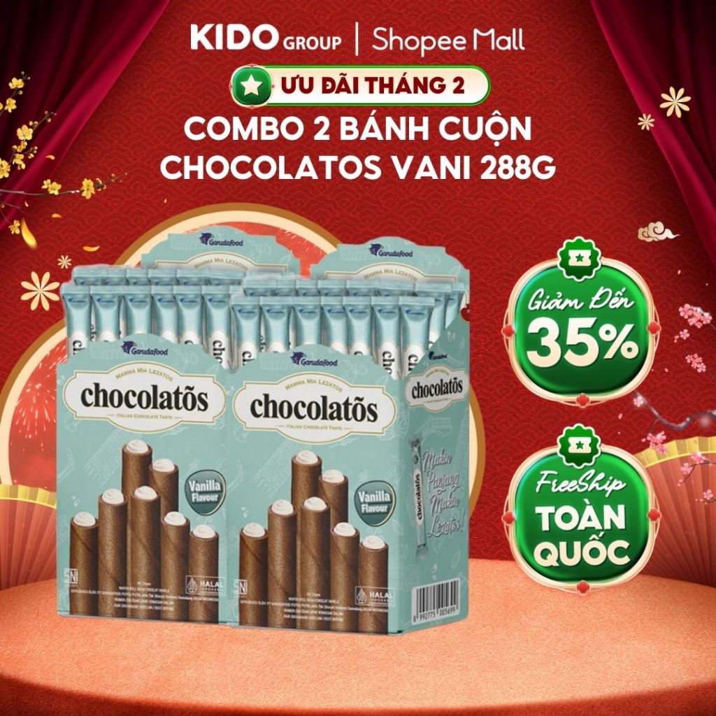 Combo 2 Bánh cuộn Chocolatos Vani 288g | Kido Group