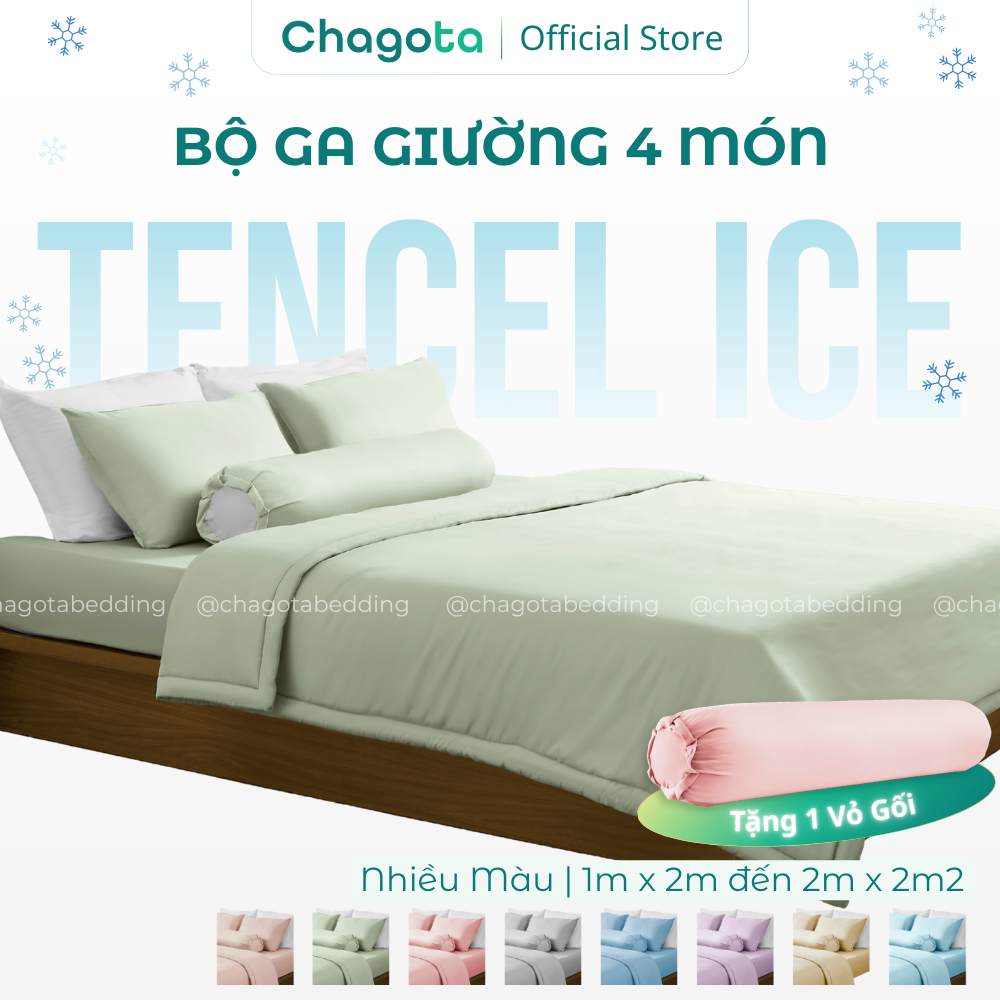 [Giá Tốt] Bộ Chăn Ga Gối Lụa Silk Ice Size 1mx2m Đến 2mx2m2 Mát Lạnh Chagota Bedding Nhiều Màu Cao C