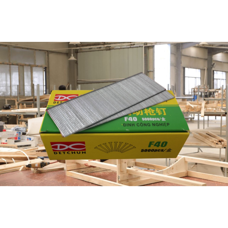 [Thùng 20 Hộp] Đinh bắn Detchun F40 40mm – Đinh súng hơi F, đinh bắn gỗ, thi công nội thất