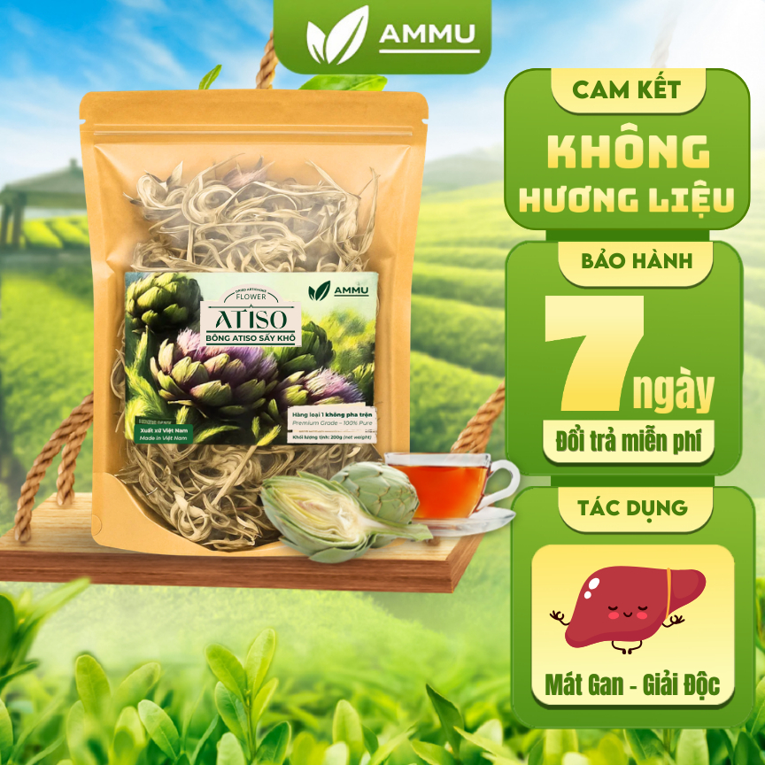 [KOL Live] Bông Atiso Sấy Khô Ammu Thanh Nhiệt Mát Gan Detox Cơ Thể Cải Thiện Tiêu Hóa Túi 200 Gram