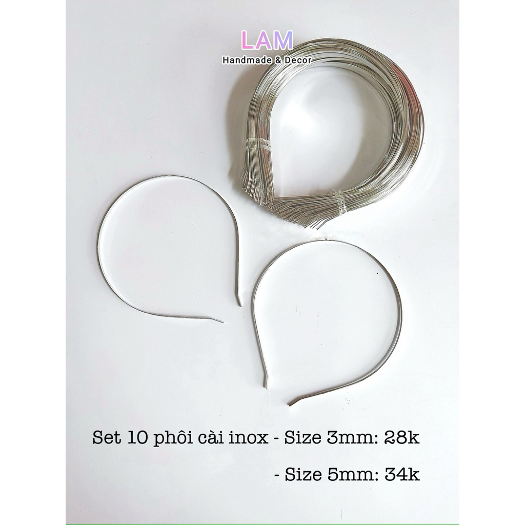 [Set 10 cái] Phôi cài tóc Inox 3mm/5mm