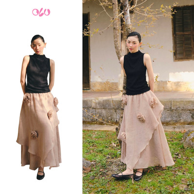 Áo thun OLV cổ lọ nữ tính Black Turtleneck Tank Top thanh lịch quyến rũ phù hợp đi chơi