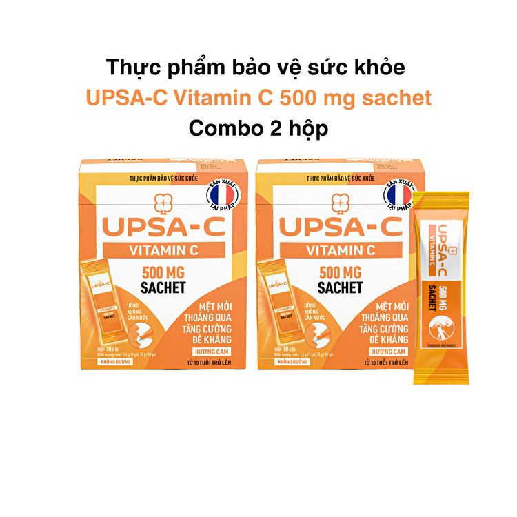 Combo 2 Thực phẩm bảo vệ sức khỏe UPSA-C Vitamin C 500 mg sachet (Hộp 10 gói)