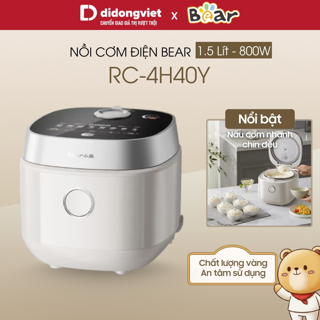 Nồi cơm điện 1,5L Bear DFB-J40Q5 (RC-4H40Y) | 800W - Ceramic Pro 9H - 8 chế độ nấu tùy chỉnh