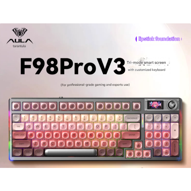 Bộ Bàn Phím Cơ Fullsize 98 Trong Suốt LeoBog Aula F98 Pro V3 - Màn TFT - Núm Xoay - 3 mode - RGB - H