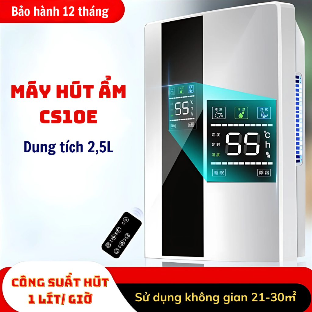 Máy hút ẩm gia đình, máy hút ẩm dung tích 2L, công suất hút ẩm lên đến 2l/ ngày phù hợp  không gian 50m2 nhà bạn