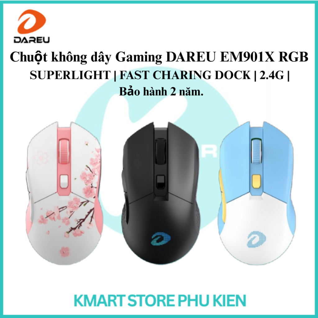 Chuột không dây Gaming DAREU EM901X RGB | SUPERLIGHT | FAST CHARING DOCK | 2.4G | Bảo hành 2 năm