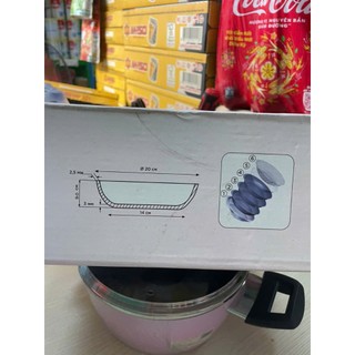 [XẢ TỒN] Nồi Canh Chống Dính hoa cương size 20 cm - 6 lớp - vân đá - Vỏ hộp đựng cũ