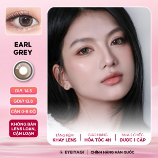 Kính áp tròng EYEIYAGI lens nâu ánh xám Earl Grey giãn tròng 14.5mm, lens cận 3 tháng lệch độ (0-8)