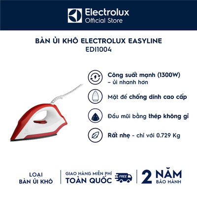 Bàn ủi khô Electrolux EasyLine - EDI1004 - Mặt đế chống dính, là ủi dễ dàng và mượt mà