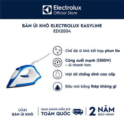 Bàn ủi khô Electrolux EasyLine EDI2004 - Mặt đế chống dính, là ủi dễ dàng và mượt mà
