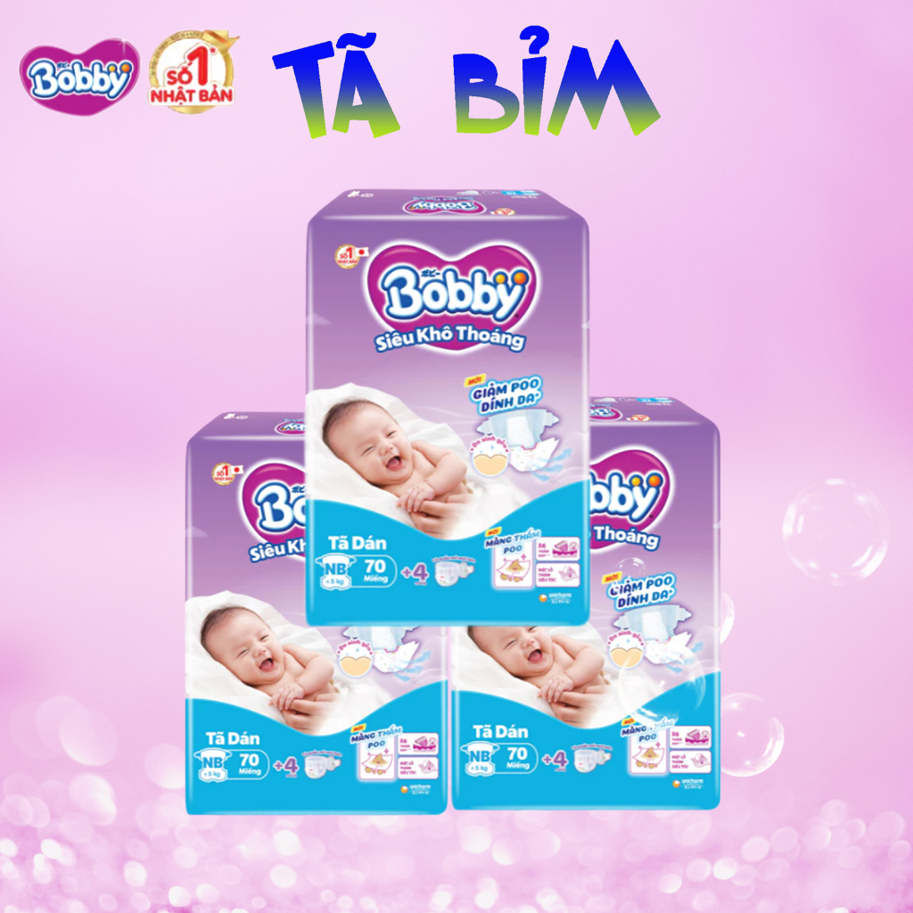 Combo 3 gói tã dán sơ sinh NB70+4 miếng (dưới 5kg)