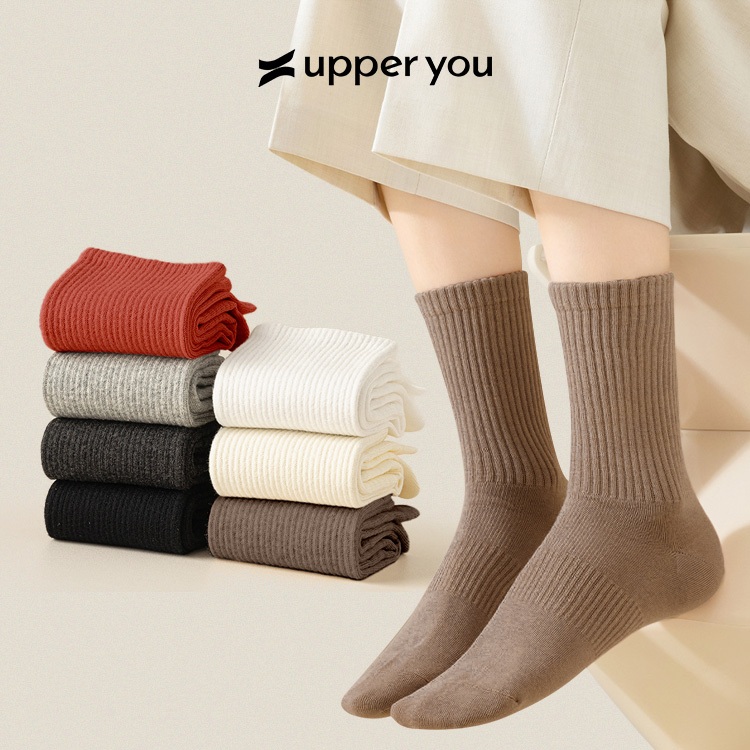 [COMBO 7 MÀU MỚI] Tất Vớ Nữ Cổ Cao Trơn UPPERYOU Êm Ái Dày Dặn Thoáng Khí - VSF4001/VSF3001
