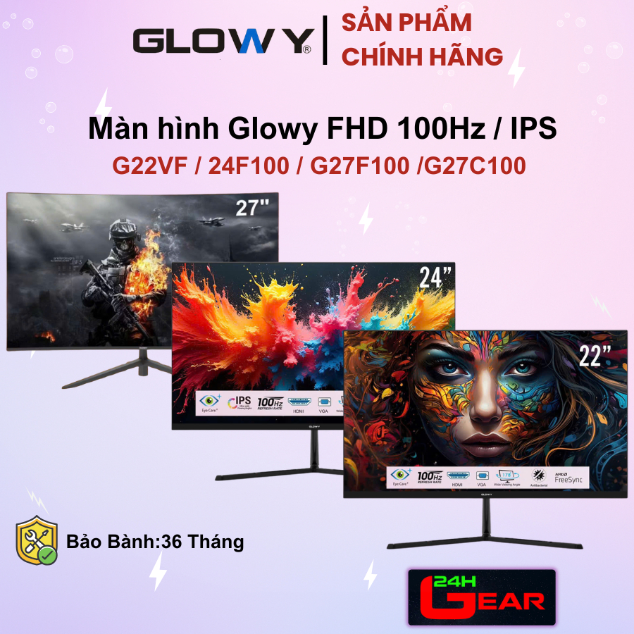 Màn hình Glowy G22VF / G24F100 / G27F100 / G27C100 FHD 100Hz ( Chính Hãng BH 36 Tháng)