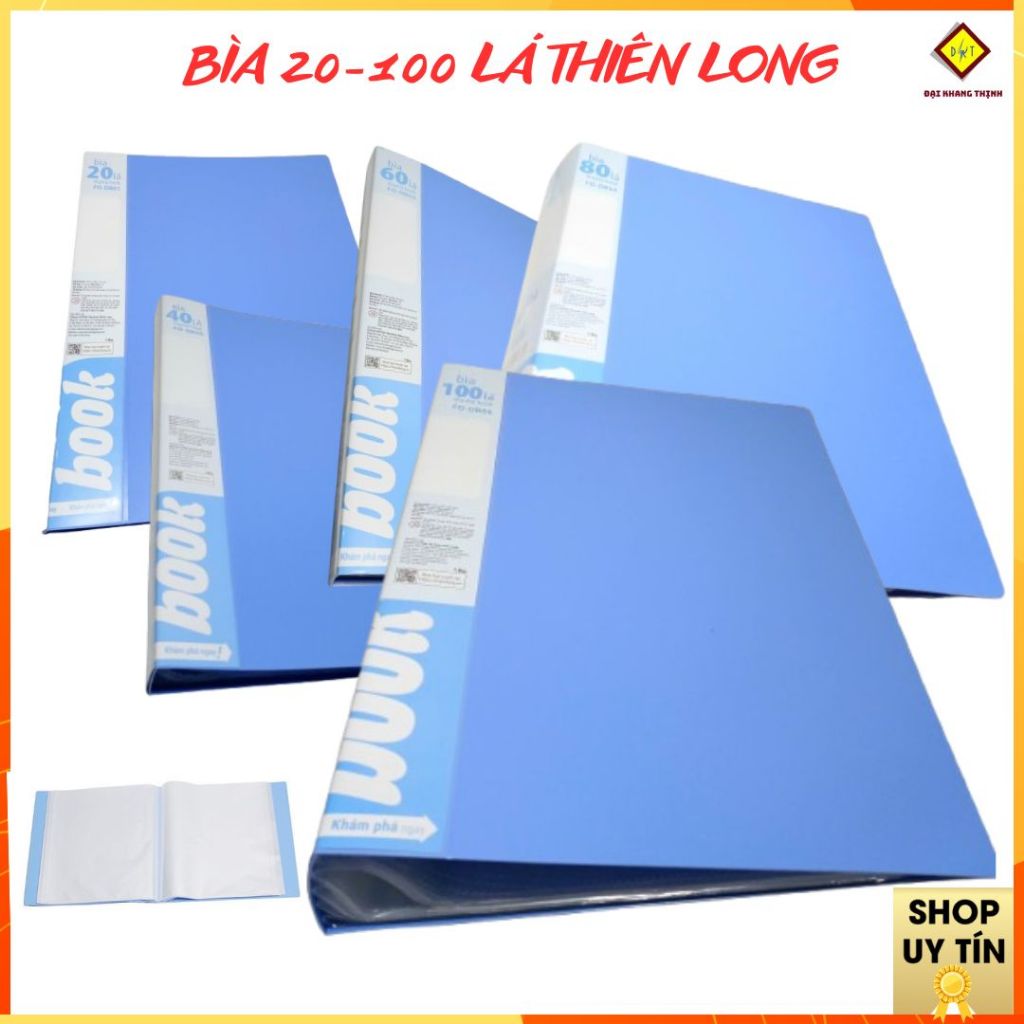 Bìa nhựa nhiều lá Thiên Long từ 20 lá đến 100 lá file lá a4 đựng hồ sơ CHÍNH HÃNG