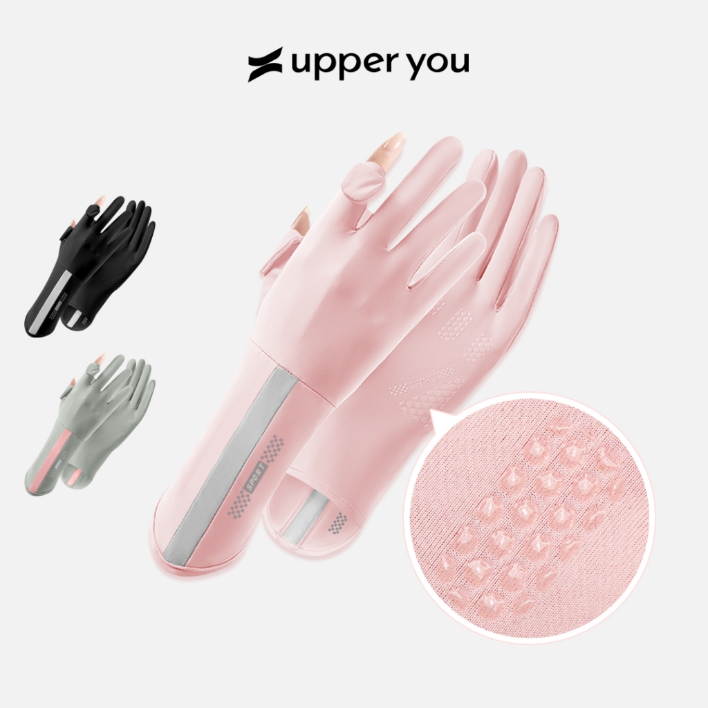 Bao Tay Nữ Chống Nắng UV Mát Lạnh Đệm Silicon Chống Tuột Upper You, Mở Đầu Ngón Tay - GLF01