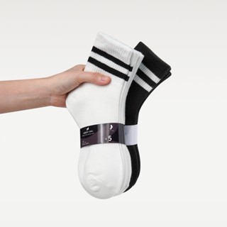 [Combo 10] Tất vớ Nam Nữ Cổ Cao Trắng Đen Hai Sọc UPPER YOU Thiết Kế Sọc Gân Thoáng Khí Khử Mùi - VSF4003/VSF3003