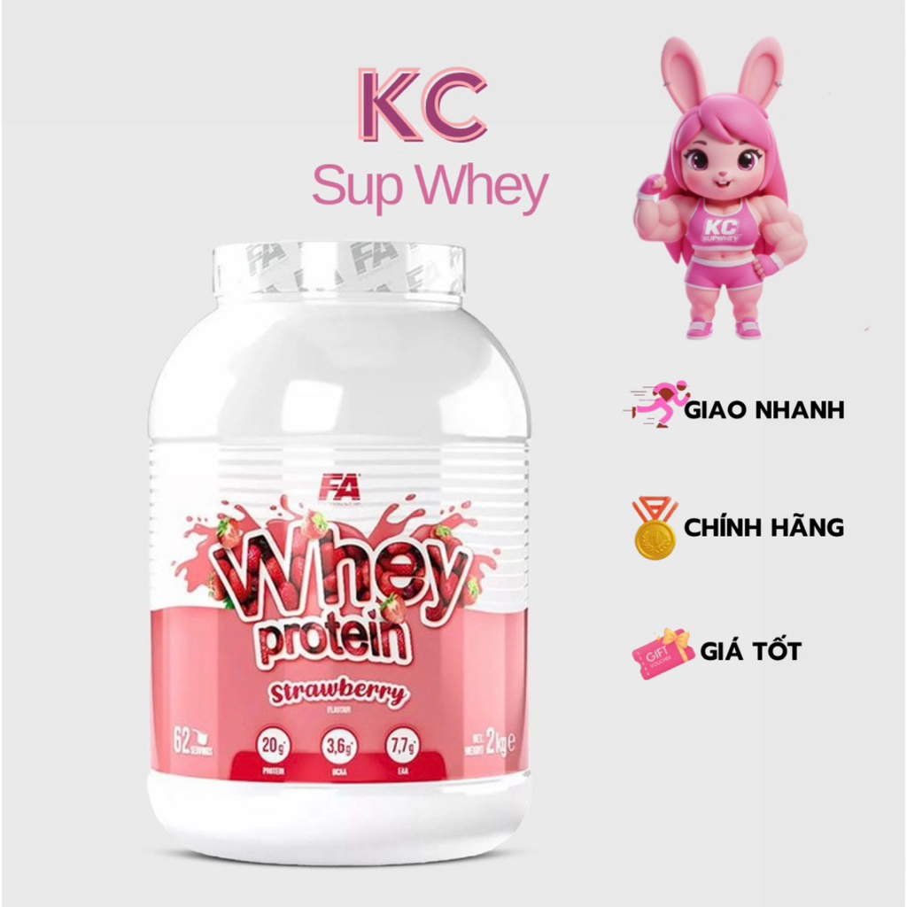 Sữa đạm FA WHEY PROTEIN - 100% Whey Protein hổ trợ tăng cơ, vị ngon đậm đà | Hộp 2kg (62 lần dùng)