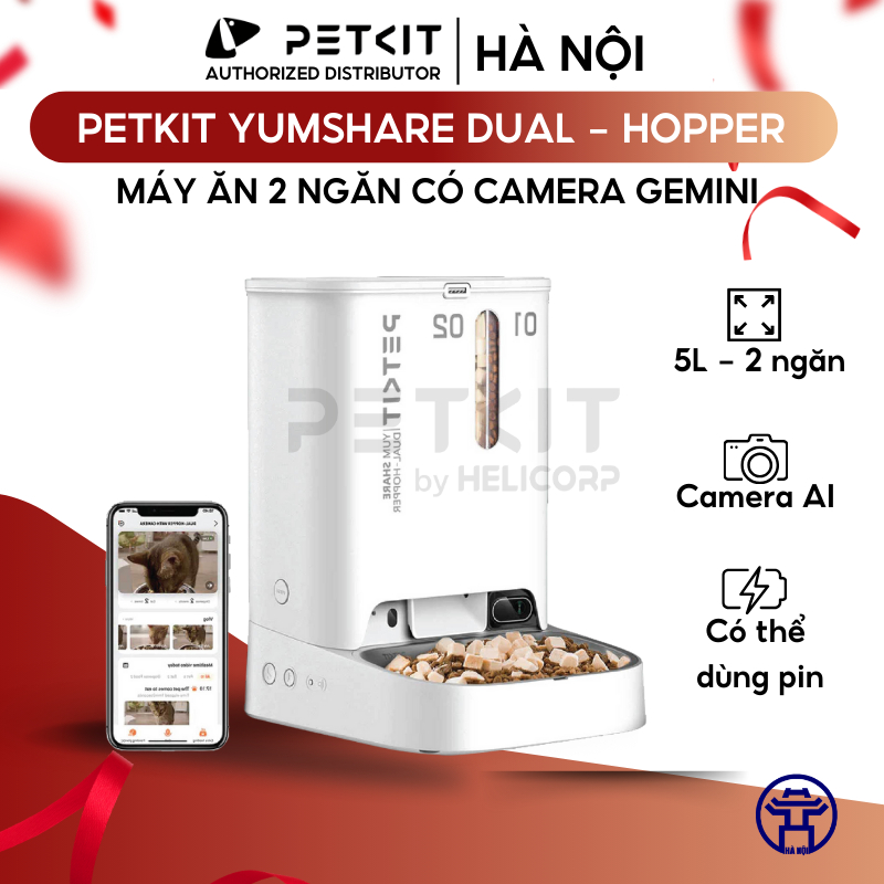 [GEMINI Có Camera AI] Máy Cho Thú Cưng Ăn PETKIT Yumshare Dual - Hopper
