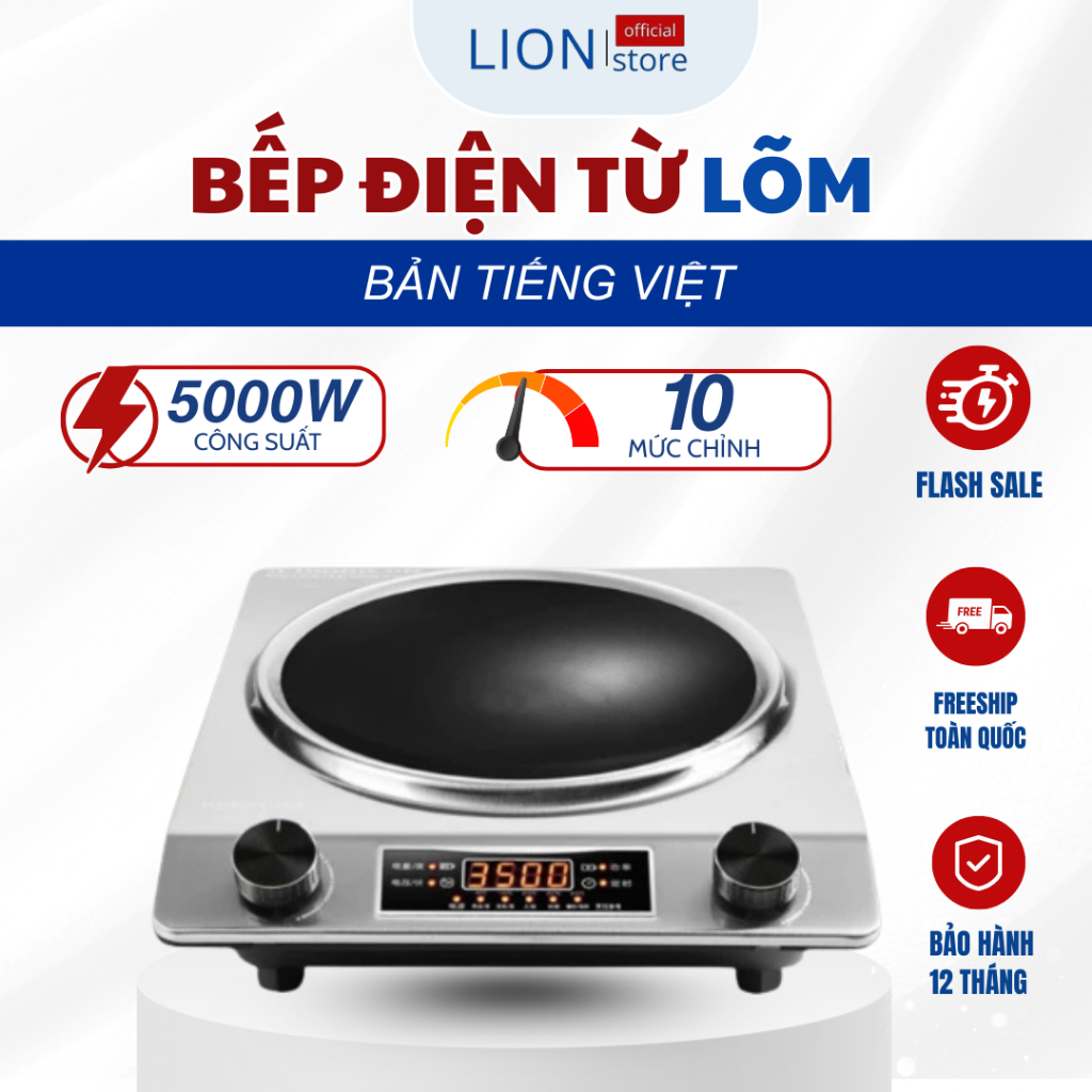 [𝐠𝐢𝐚𝐝𝐮𝐧𝐠𝐋𝐈𝐎𝐍] Bếp Từ Đơn Siêu Tiết Kiệm Điện Công Suất 5000W, Bếp Điện Nấu Siêu Tốc Công Suất Lớn Dễ