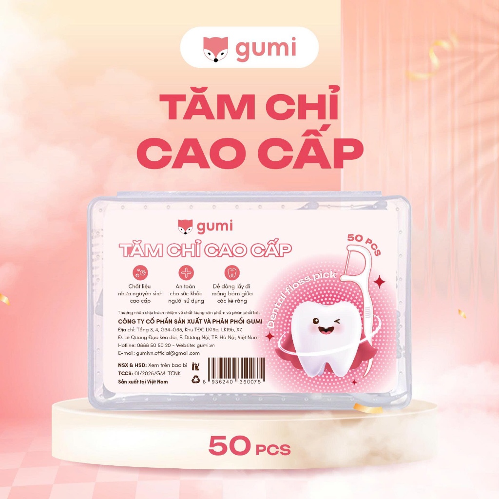 Combo 12 Hộp 600 Chiếc tăm chỉ Cao Cấp Gumi xỉa răng, Vệ sinh làm sạch răng