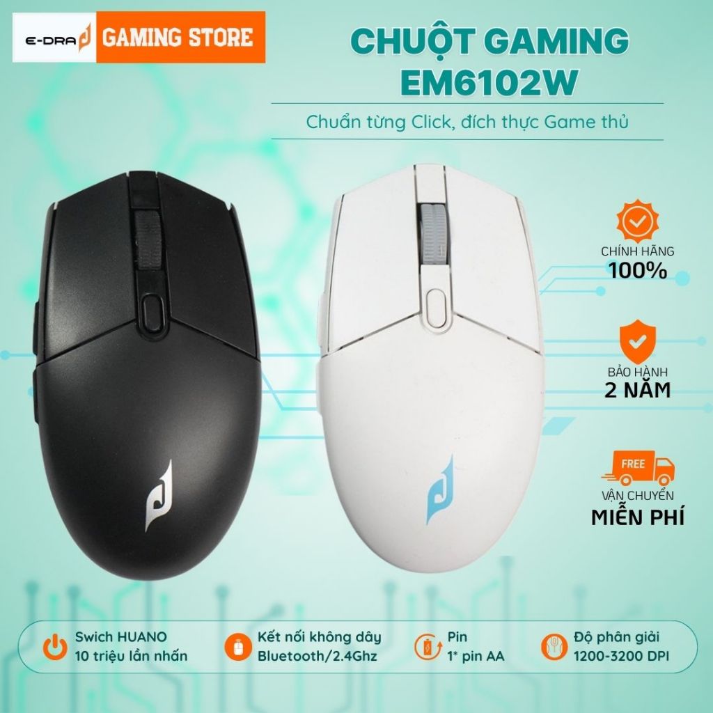 Chuột Gaming E-DRA EM6102W không dây/ EM6102PRO có dây Hàng chính hãng- Bảo Hành 24 Tháng