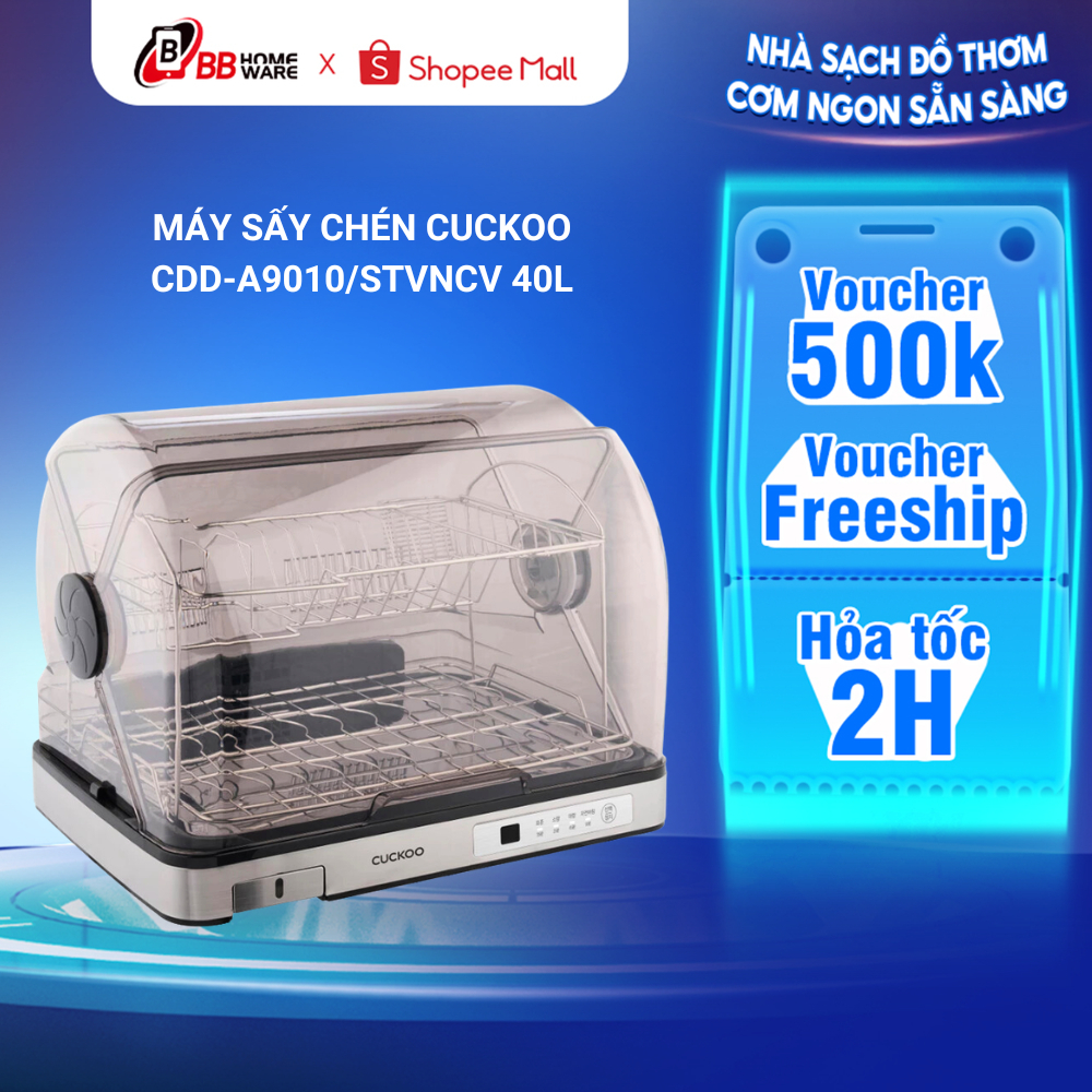 Máy Sấy Chén Cuckoo CDD-A9010 40L - Thép Không Gỉ Chứa Nhiều Bát - 4 Chế Độ Sấy Nóng Diệt Vi Khuẩn