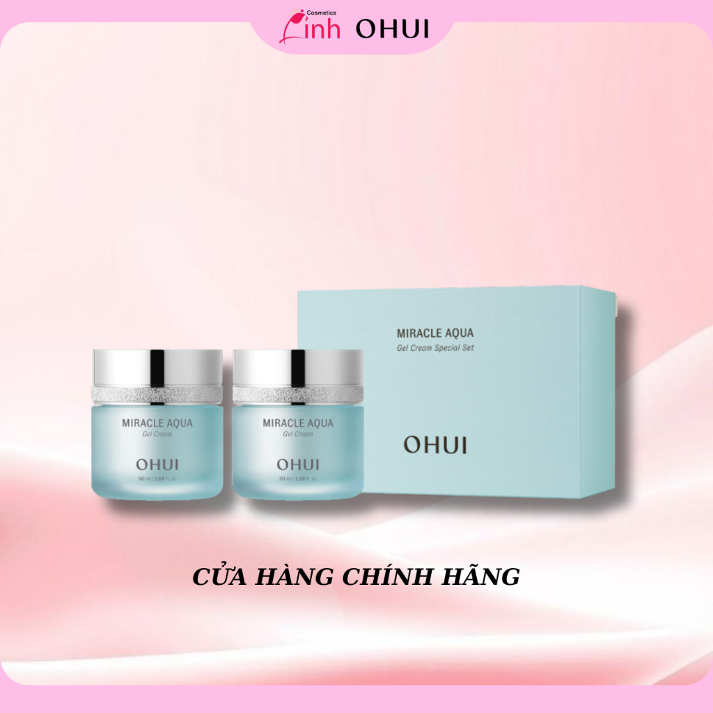 [Hàng Chính Hãng] Bộ Kem Dưỡng Ẩm Ohui Miracle Aqua Gel Cream (50ml + 50ml)