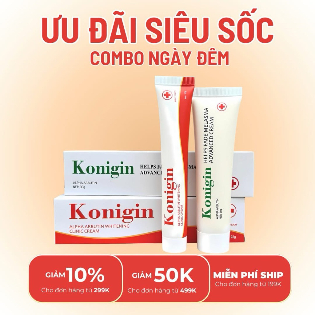 BỘ 2 MÓN KONIGIN Hỗ Trợ Giảm Thâm Sạm Nám Dưỡng Trắng Đều Màu Da